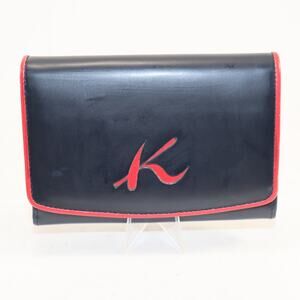 Kitamura Japan Leather Bifold Wallet Navy w/ Red Trim – Coin Zip & Card Slots‎